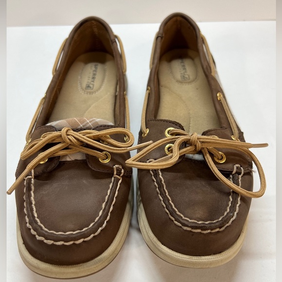Sperry Top-Sider Boat Shoe Women's 7.5 M Angelfish Brown Leather Plaid STS90332 - Picture 6 of 7